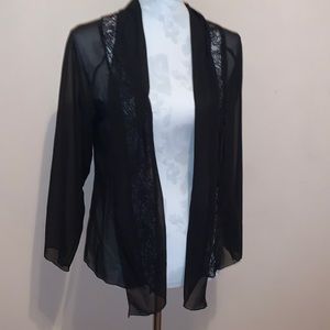 AKS Black Sheer Drape Front Coverup